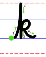 Lower case k cursive handwriting