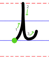 Lower case l cursive handwriting
