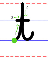 Lower case t cursive handwriting