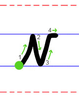Lower case v cursive handwriting