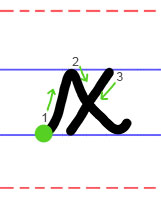 Lower case x cursive handwriting