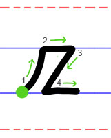 Lower case z cursive handwriting