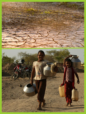 Drought, children looking for water