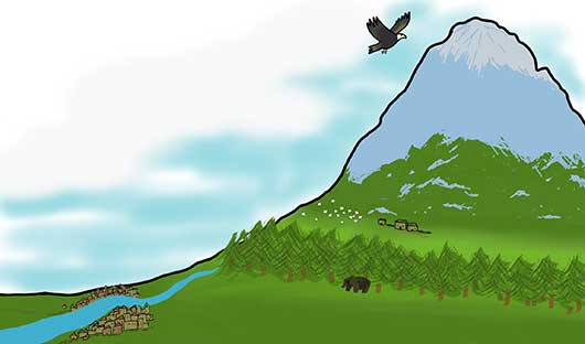 Mountain with different environments