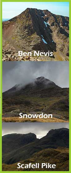 Photos of the three peaks in the UK