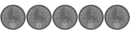 50p in 10p