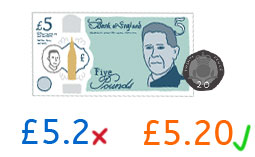 Decimal money written