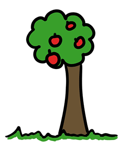 Apple falling from tree with gravity