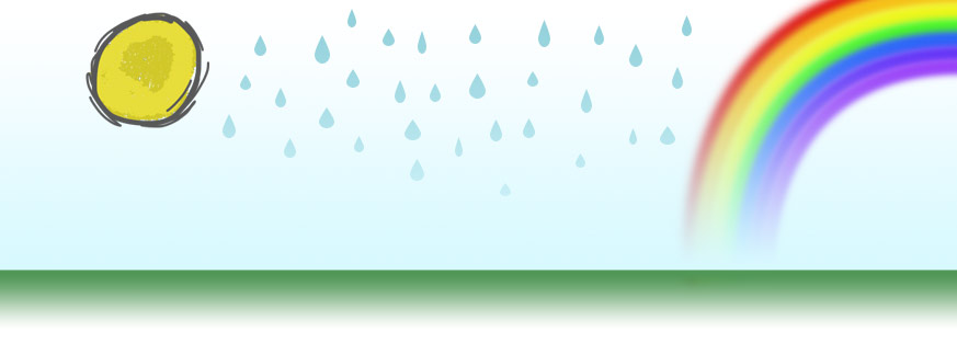 Sun, rain and rainbow