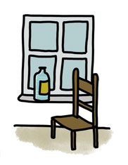 Window, bottle & chair